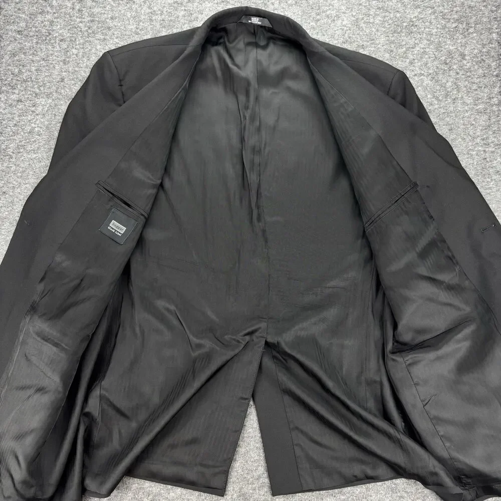 Haggar Black Label Men’s Blazer 46L Black 2 Button Sport Coat Long Fit